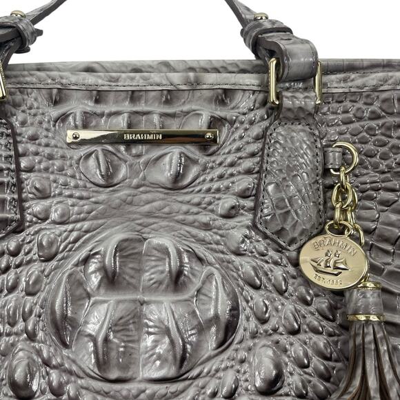 Brahmin Mini Asher Tote Satchel Bag Melbourne Gray Croc Embossed - Picture 8 of 13